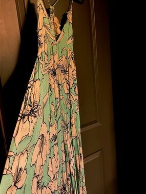 Free People Mint and Cream Floral Wide-Leg Jumpsuit